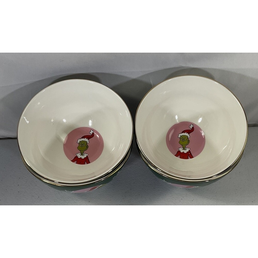 Dr. Suess How The Grinch Stole Christmas Pink And Green Bowls  5.5in  Set Of 4